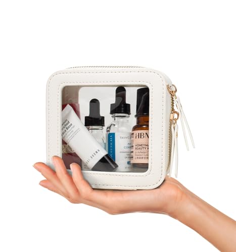 LETGO Clear Makeup Bag Travel Cosmetic Case Transparent Toiletry Bag with Zipper, Portable Make Up Organizer Traveling Compact Car Bag for Essentials Mini White - color: White, style: Mini