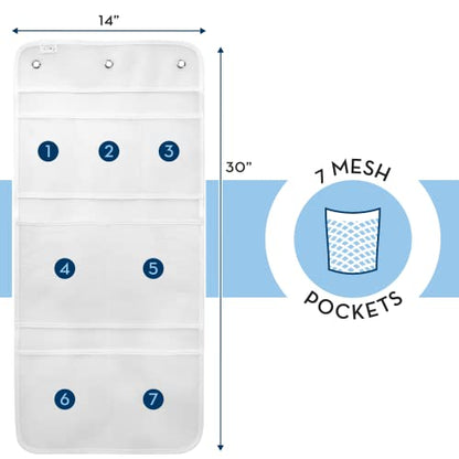 S&T INC. Shower Organizer, Shower Caddy & Bathroom Organizer, 2 Pack, White | Quick Drying Mesh, 7 Pockets to Hold Shampoo, Soap, Loofah, and Cruise Ship Essentials - color: White