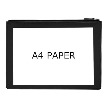 PU Leather A4 File Folder Zipper Document Holder Envelope Folder Case for Receipt Contract (Black) - color: Black