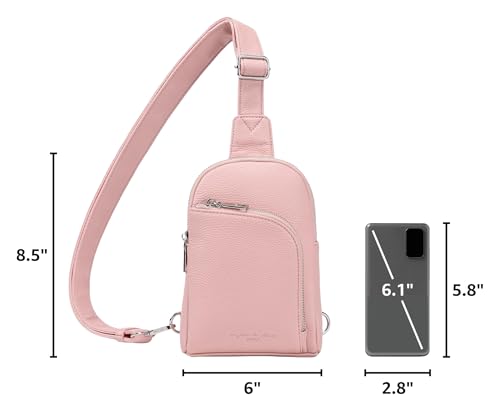 INICAT RFID Blocking Sling Bag, Anti Theft Crossbody Bag for Women Compact Travel Purses Leather - color: Pink Light