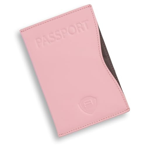 Alban RFID Passport Holder Women Men RFID Blocking Travel Passport Wallet Case Genuine Leather Passport Cover porta pasaporte - color: Pink