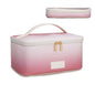 Montana West X Wrangler Travel Makeup Bag 2pcs Set Large Cosmetic Bag with Makeup Brush Holder Portable Make Up Organizer Cute Toiletry Bag with Divider and Handle for Women Gradient - color: Khaki-Tan