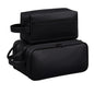 2 Pack Men's Toiletry Bag Pu,Travel Toiletry Organizer, Waterproof Shaving Kit Pouch For storing daily essentials like toiletries and cosmetics,Black (Leather Black) - color: Leather Black