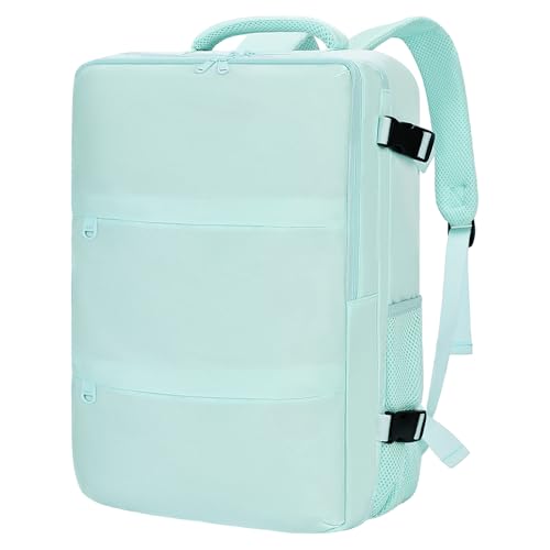 Carry On Backpack for Women & Men – Airline Approved Underseat Size, 15.6" Laptop Compartment, TSA-Friendly 180° Opening, Anti-Theft Business Travel Backpack with Trolley Sleeve (Blue, Large) - color: Blue, size: Large