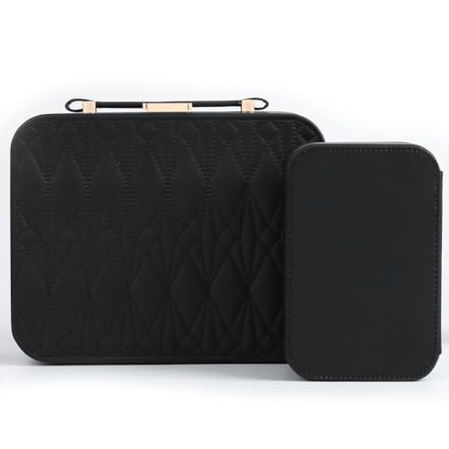 Portable Jewelry Box, Large Travel Jewelry Case Organizer (Black) - color: Black-1