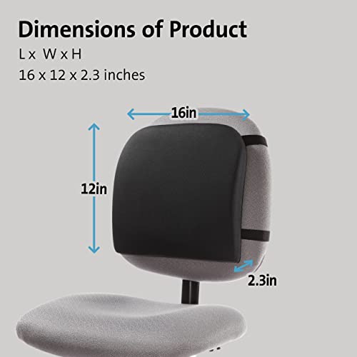 Kensington Memory Foam Backrest, 16 X 12 X 16, Black