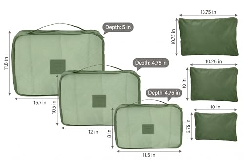 GForce 6 Piece Deluxe Traveling Set in Dill Green - color: Dill Green