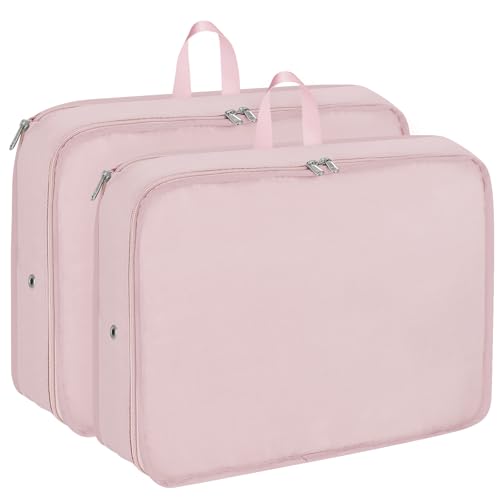 Compression Packing Cubes for Travel Essentials, 2pc Expandable Travel Cubes for Packing Bags Suitcase Organizer, Pink - color: Baby Pink, size: Large