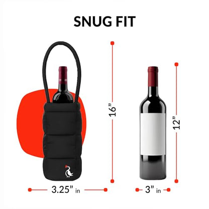 PUFT Puffer Wine Tote Bag – Insulated Wine Bottle Carrier for Bottles – Trendy Quilted Wine Bag - color: 1 Bottle Red