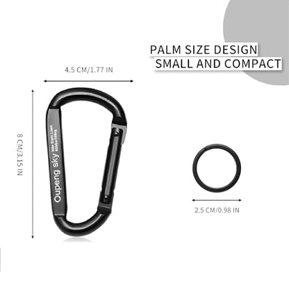 Carabiner Clip,855lbs，3" Heavy Duty D Ring Caribeener Clips,Carabiner Keychain Caribeaners for Hammocks,Camping,Hiking,Outdoors,Gym,Small Carabiners for Dog Leash,Harness,Key Ring, Black