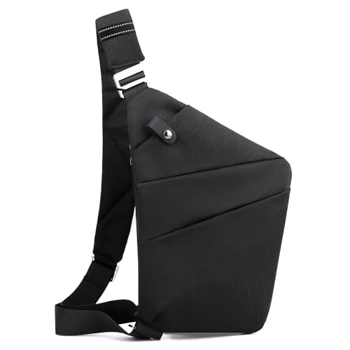 Anti Theft Travel Bag, One Shoulder Large Capacity Cross-body Bag Chest Fashion Lightweight Sling Bags for Travel Sports - color: Black, style: Left Shoulder