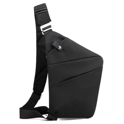 Anti Theft Travel Bag, One Shoulder Large Capacity Cross-body Bag Chest Fashion Lightweight Sling Bags for Travel Sports - color: Black, style: Left Shoulder