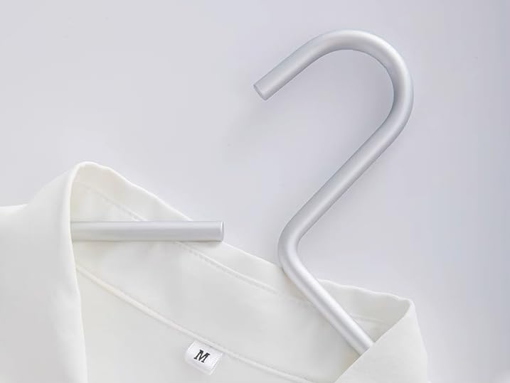 Premium Matte Silvery Aluminum Coat Hangers 6 Piece Set, 16.5” Extra Smooth & Durable Metal Shirt Dress Hanger,Aluminum Alloy Hanger,Clothing Support,Clothing Hang - style: Silver Elegant Hanger（6）