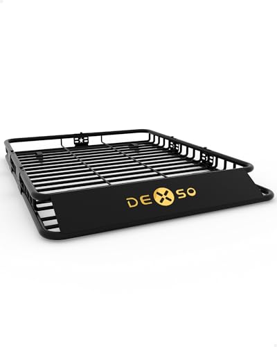 DEXSO 64" x 50" Universal Roof Rack Basket, 200 Lbs Capacity Rooftop Cargo Carrier Basket with Extension Luggage Rack Heavy Duty for SUVs, Trucks, Vehicles - size: 64" x 50"