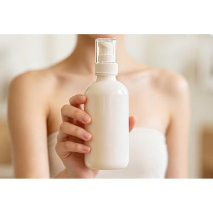 12Pack 4oz White Glass Pump Bottle with Pump Dispenser,120ml Small Dispenser, Travel Size Refillable Botttles for Lotions,Sercums,Essential Oils - color: 4oz White(12pcs)