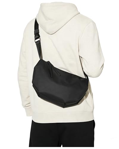 SEAFEW Mini Crossbody Bag Shoulder Bag for Men, Small Messenger Satchel Bag for Women - color: Black - Crescent