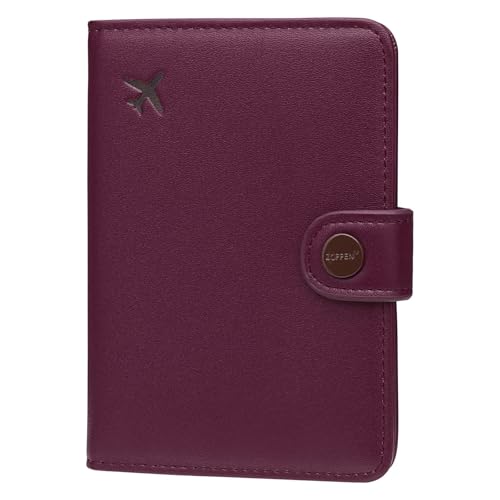 ZOPPEN Passport Holder for Travel Essentials, RFID Blocking PU Leather Water-Resistant Lightweight Passport Cover with Multiple Card Slots, Easy to Carry Travel Wallet for Women Men, Grape Purple - color: #21 Grape Purple