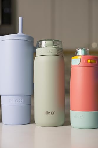 Ello Cooper 18oz Kids Stainless Steel Water Bottle with Straw and Carry Handle, Double Walled and Vacuum Insulated Metal, Leak Proof Locking Lid with Soft Silicone Spout, Reusable, BPA Free, Sage - color: Sage, size: 18 Ounces