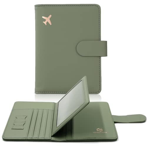 Melsbrinna Rfid Passport Holder for Travel women/Men, Cute Passport Wallet Rfid Blocking Card Slots, Rfid Passport Cover/CaseTravel Wallet, Passport Book Holder (1, Green) - color: Green