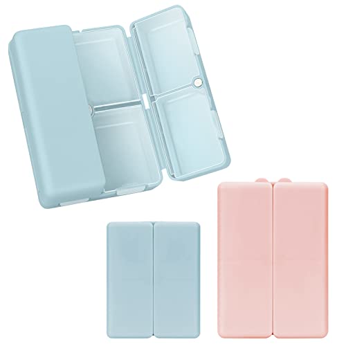 FYY 2 Pcs Daily Pill Organizer, 7 Compartments Portable Pill Case Travel Pill Organizer,[Folding Design] Pill Box for Purse Pocket to Hold Vitamins,Cod Liver Oil,Supplements and Medication-Navy+Pink - color: Navy+pink, size: Large (1 Piece), Small (1 Piec