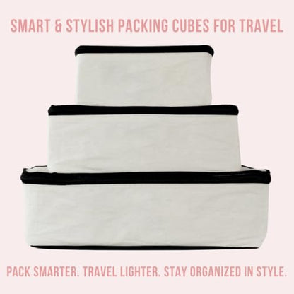 Bag-All Packing Cubes for Travel | Suitcase Organizers for Women | Travel Luggage Cubes for Packing | Luggage Compartment Organizers | Cream (Set of 3)