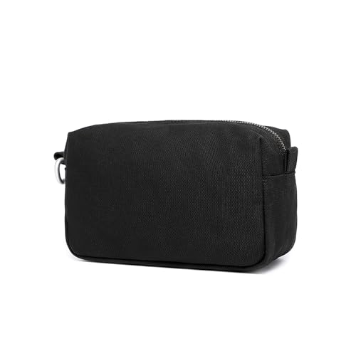 Organizer Bag -Lightweight Cosmetic Bag with Ring Clasp, Perfect Travel Makeup Bag for Women,nylon Stand Up Design (Black/Canvas) - color: Black/Canvas