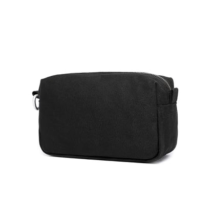 Organizer Bag -Lightweight Cosmetic Bag with Ring Clasp, Perfect Travel Makeup Bag for Women,nylon Stand Up Design (Black/Canvas) - color: Black/Canvas