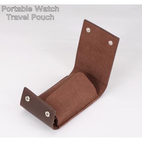 Watch Travel Pouch Portable Organizer - Luxury Watch Case Travel Recycled Leather Storage and Display for Men and Women (Single,Coffee) - color: WP-Coffee