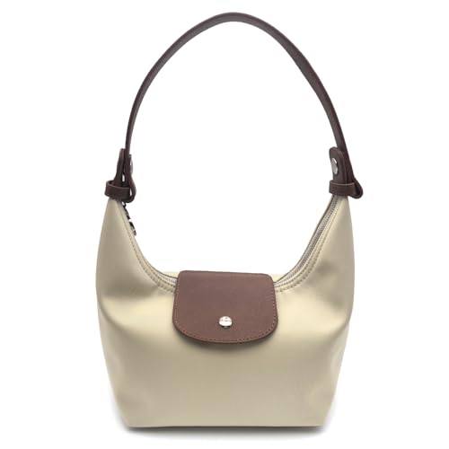 Convertible Women Underarm Bag Shoulder Purses with 2 Straps, Handbag Zipper Closure Minimalist Dumpling Design - color: Cream, size: Small