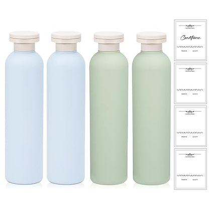 8.8 oz Plastic Travel Shampoo Bottles, Refillable Flip Cap Squeeze Bottles for Toiletries, Large Leakage-proof Travel Shampoo and Conditioner Container (Blue and Green) - color: Green+Blue, size: 260ml/8.8oz