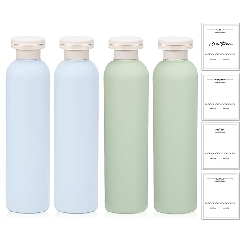 8.8 oz Plastic Travel Shampoo Bottles, Refillable Flip Cap Squeeze Bottles for Toiletries, Large Leakage-proof Travel Shampoo and Conditioner Container (Blue and Green) - color: Green+Blue, size: 260ml/8.8oz