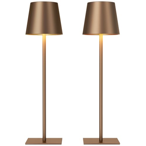 Kakanuo Brown Cordless Rechargeable Table Lamp, 2 Pack Portable Desk Lamp with 5000mAh Battery, Touch Control Stepless Dimming, for Dining, Outdoor Camping, Coffee Shop - color: Brown, size: 2 Pack