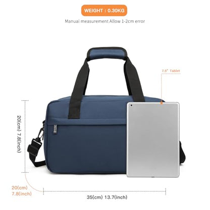 Kono Small Travel Duffel 14L Under Seat Carry-On Sports Tote Gym Bag - 13.78"x7.87"x7.87" Navy - color: Navy, size: S (13.78inx 7.87in x7.87in)-14L