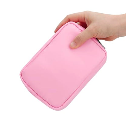 E-Tree Cute Small Makeup Bag, Cosmetic Toiletry Skin Care Make up Little Items Pouch for Purse,Zipper Mini Tech Charger Cable Electronic Organizer Case,Travel Accessories,Pink - color: Pink, style: Travel Makeup Bag