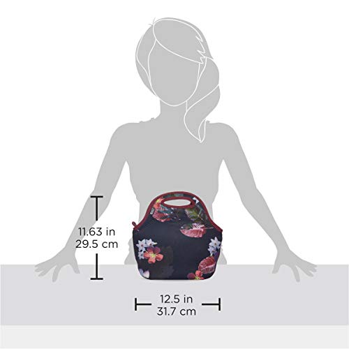 BUILT Gourmet Getaway Soft Neoprene Lunch Tote, Lightweight, Insulated, and Reusable, One Size, Midnight Botanical - color: Midnight Botanical
