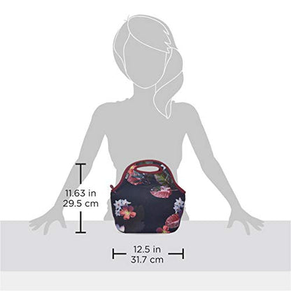 BUILT Gourmet Getaway Soft Neoprene Lunch Tote, Lightweight, Insulated, and Reusable, One Size, Midnight Botanical - color: Midnight Botanical