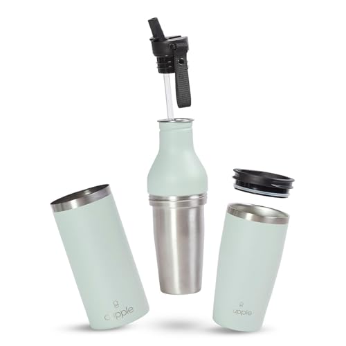 Tumbler, Stainless Steel 2-in-1 Travel Coffee Mug & Water Bottle, Leak Proof Insulated Cup for Hot & Cold Drinks, BPA Free, Fits Most Cup Holders (Sea Green) - color: Sea Green