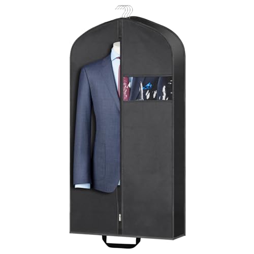 KintKita 43" Garment Bags for Hanging Clothes & Travel, 4" Gusseted Suit Bag for Closet Storage, Hanging Bags for Clothes Travel with 2 Handles for Tuxedos, Coats,Shirts & Dresses - color: Suit Cover-43IN