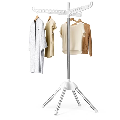 Abiglifty Rotatable and Foldable Clothes Drying Rack, Space Saving Free Standing Laundry Drying Rack for Indoor, Balcony, 1 Layer - size: 1 tier
