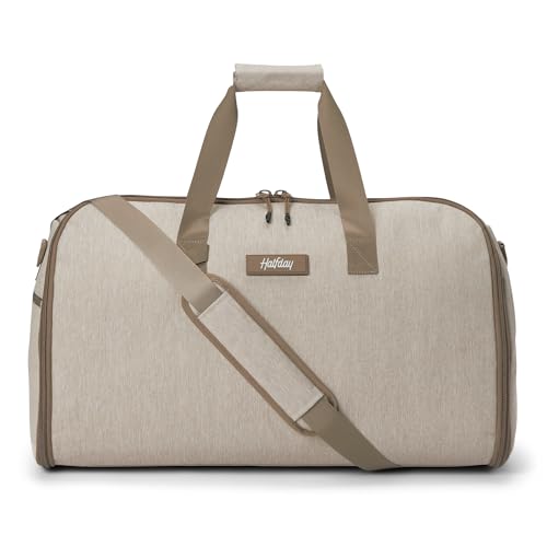 Halfday Convertible 2-in-1 Garment Duffel Weekender Bag 45L: Wrinkle-Free Travel (Hanging Suit Compartment, Shoe Pockets, Trolley Sleeve), Durable & Water-Resistant Carry-on, Stone - color: Stone, style: Original, 45l