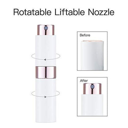 LISAPACK 8ML Atomizer Perfume Spray Bottle for Travel, Empty Refillable Cologne Dispenser, Portable Sprayer (White) - color: White