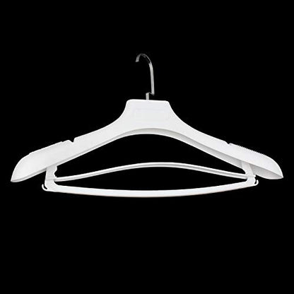 DEDU Suit Hangers for Men 15 Pack, White Coat Hangers Extra Wide Non Slip Width 17.7", Thick Plastic with Pants Bar & Metal Hook - color: White, size: 15 Pack