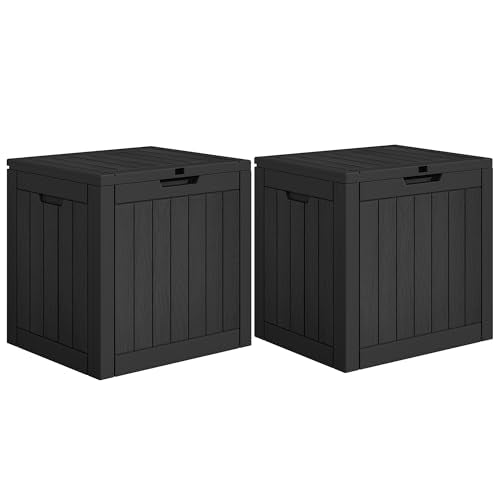 YITAHOME 30 Gallon Deck Boxes 2 Pack, Waterproof Outdoor Storage for Cushions, Tools & Pool Accessories, Resin Package Delivery for Patios, Gardens & Decks, Black - color: Black, size: 30 Gallon 2pcs