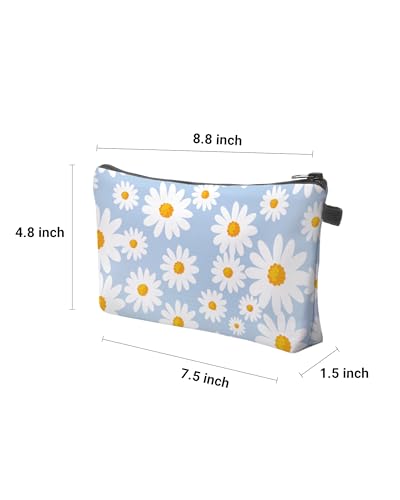 Cute Travel Makeup Bag Cosmetic Bag Small Pouch Gift for Women (Daisy Pale Blue) - color: Daisy Pale Blue