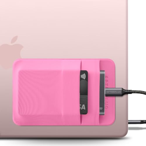 2-Pocket Adhesive Hard Drive Holder for Laptop, Stick-On Pocket Pouch for External Portable SSD, HDD, Slim Mouse and Cables (Small - Fits SSD) - color: Pink, size: Small