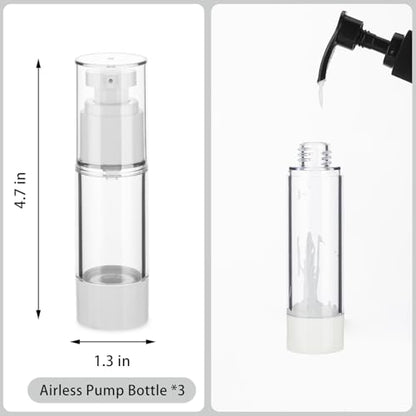 1OZ/30ML Clear Airless Pump Bottles, Lotion Dispenser Travel with Pump, Vacuum Plastic Travel Size Lotion Bottle for Foundation, Creams, Cosmetic(3 Pack) - size: 1 oz / 30 ml (3 pcs)