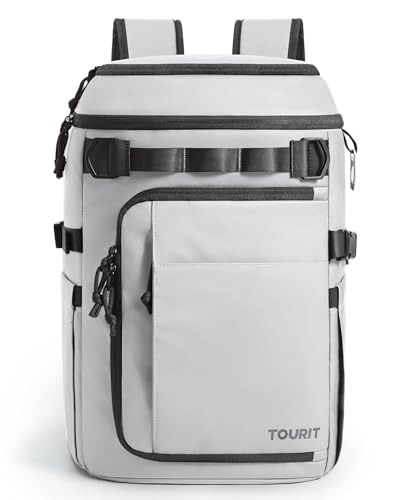 TOURIT Cooler Backpack 32 Cans Large Capacity Insulated Backpack Cooler Bag for Men Women to Picnic, Hiking - color: Light Gray