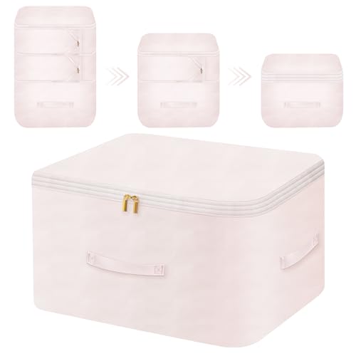 Ultra Space Saving Self Compression Organizer, Comforter Storage Bag for Clothes, Blankets, Pillows, Duvet, Comforters, Bedding Sets and Much More (Pink,X-L - 54 * 42 * 60cm) - color: Pink, size: X-L - 54*42*60cm