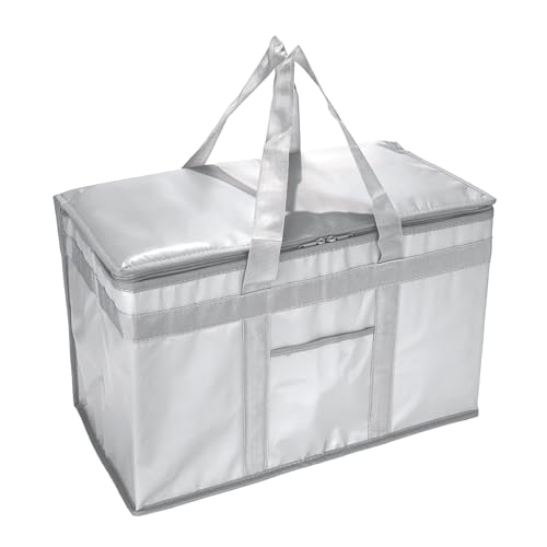 Yalin XXXL Large Insulated Cooler Bag, Styrofoam Cooler of Keep Food Hot or Cold, Reusable Double Zipper Food Delivery Bag for Grocery Shopping, 23" W x 15" H x 14" D - color: Grey, size: XXL (Pro)