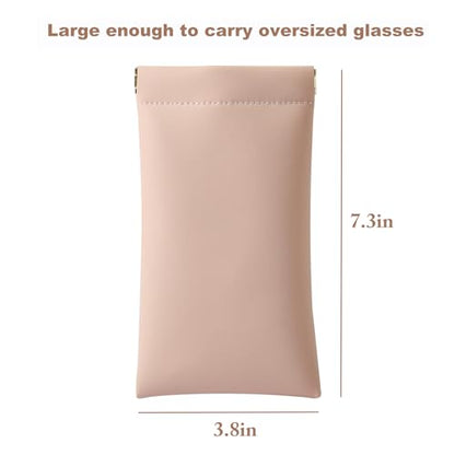 Squeeze Top Sunglass Case, New Organosilicon Soft PU Leather Eyeglass Glass Case Travel Large Sunglasses Pouch - color: Pink